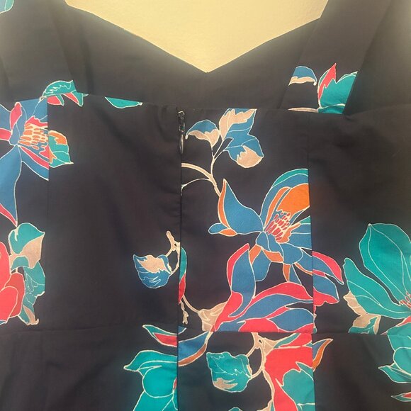 NWT Du Paradis Summer Night floral asymmetric-hem cotton midi dress sz M - Picture 11 of 15